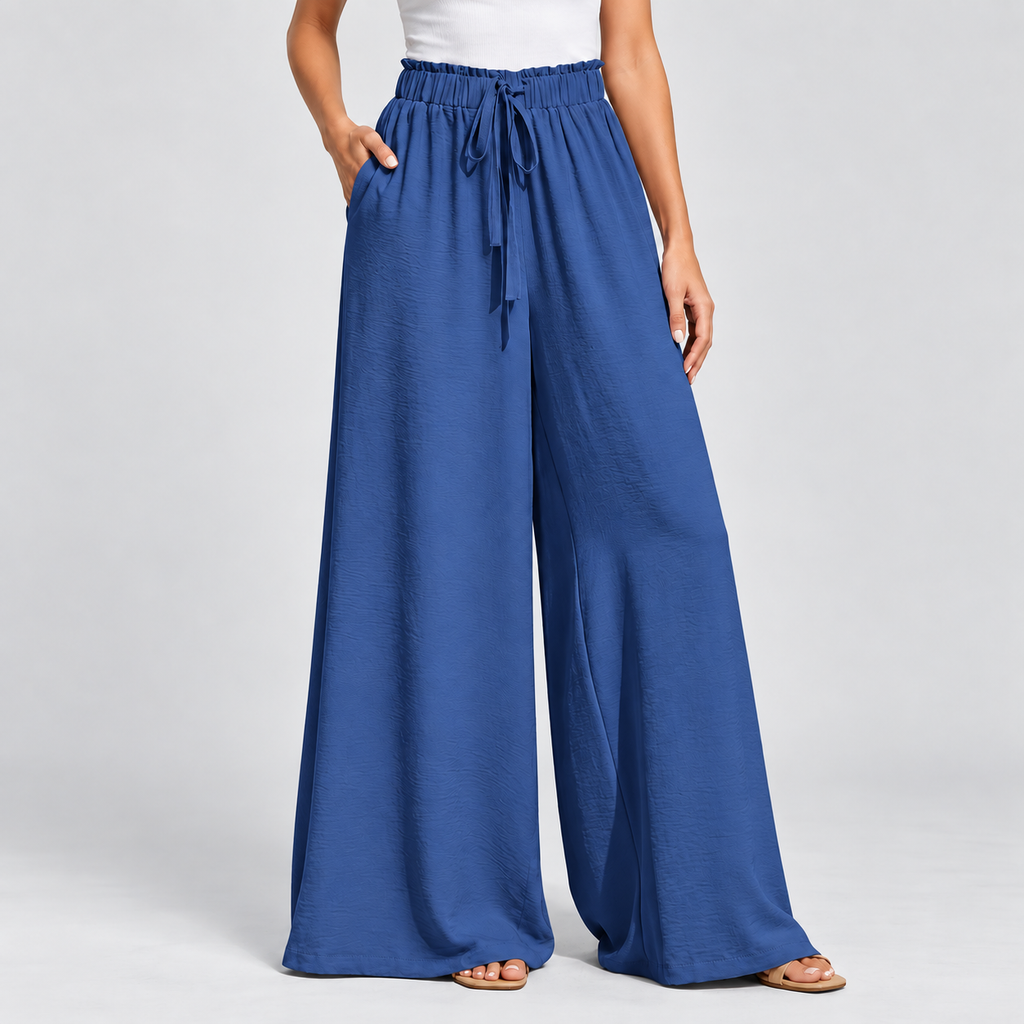 CÉLIANE — Pantalón Resort Élancé-Azul