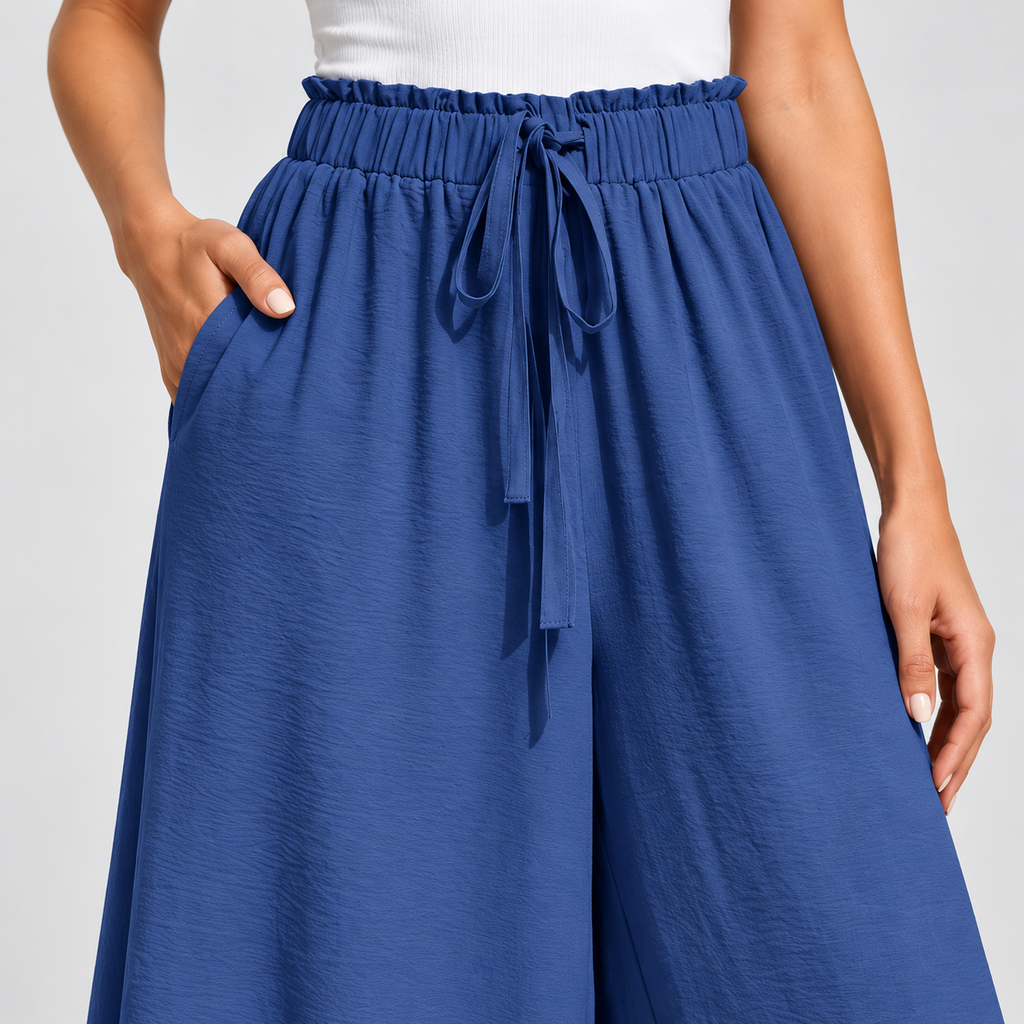 CÉLIANE — Pantalón Resort Élancé-Azul