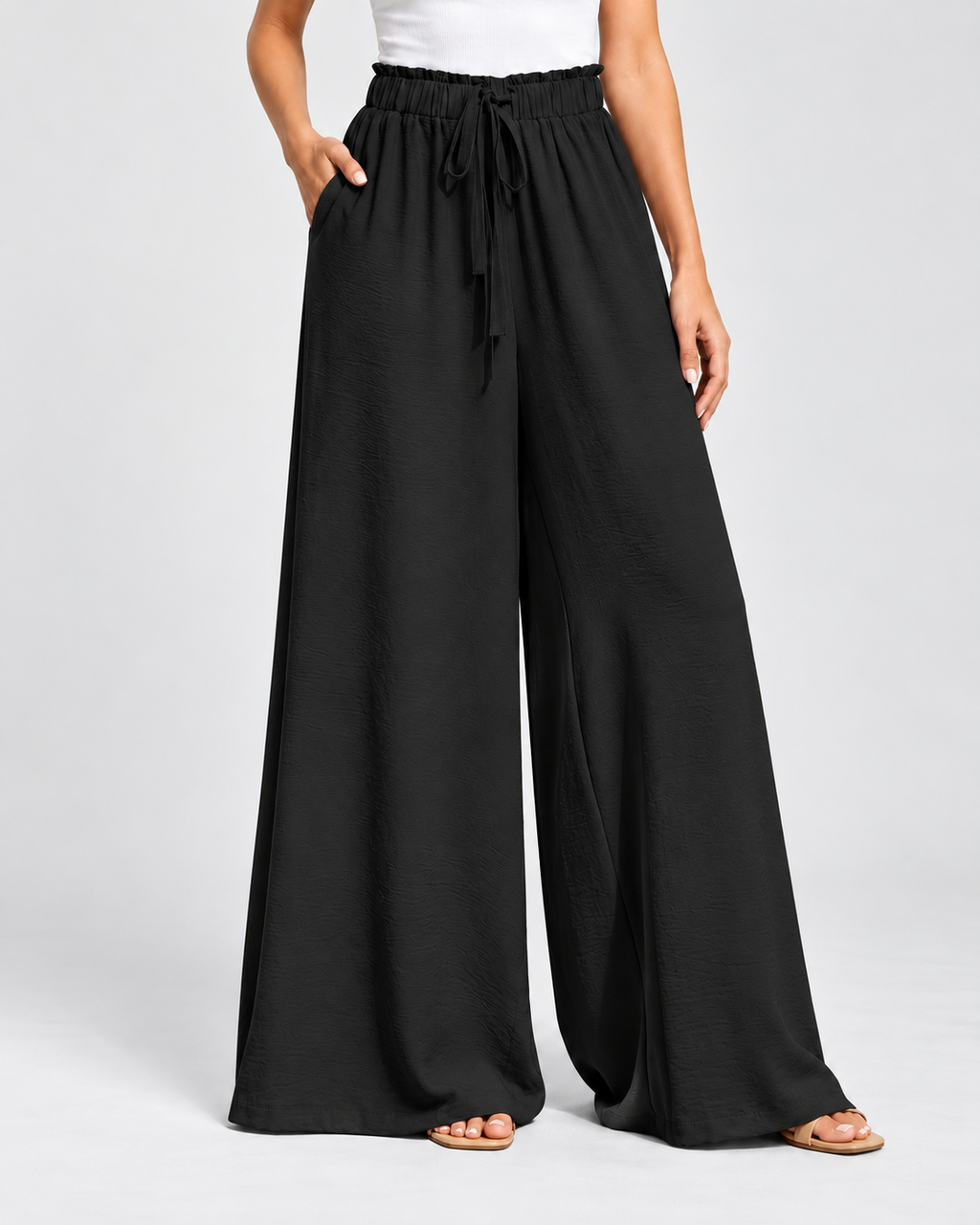 CÉLIANE — Pantalón Resort Élancé-Negro