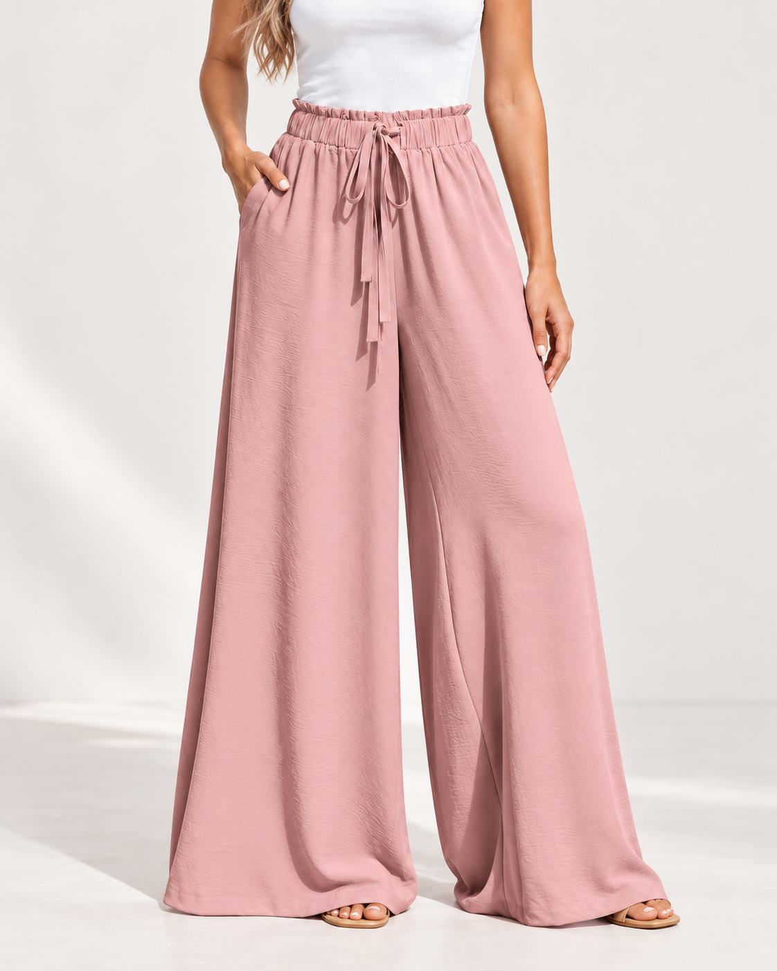 CÉLIANE — Pantalón Resort Élancé-Rosa