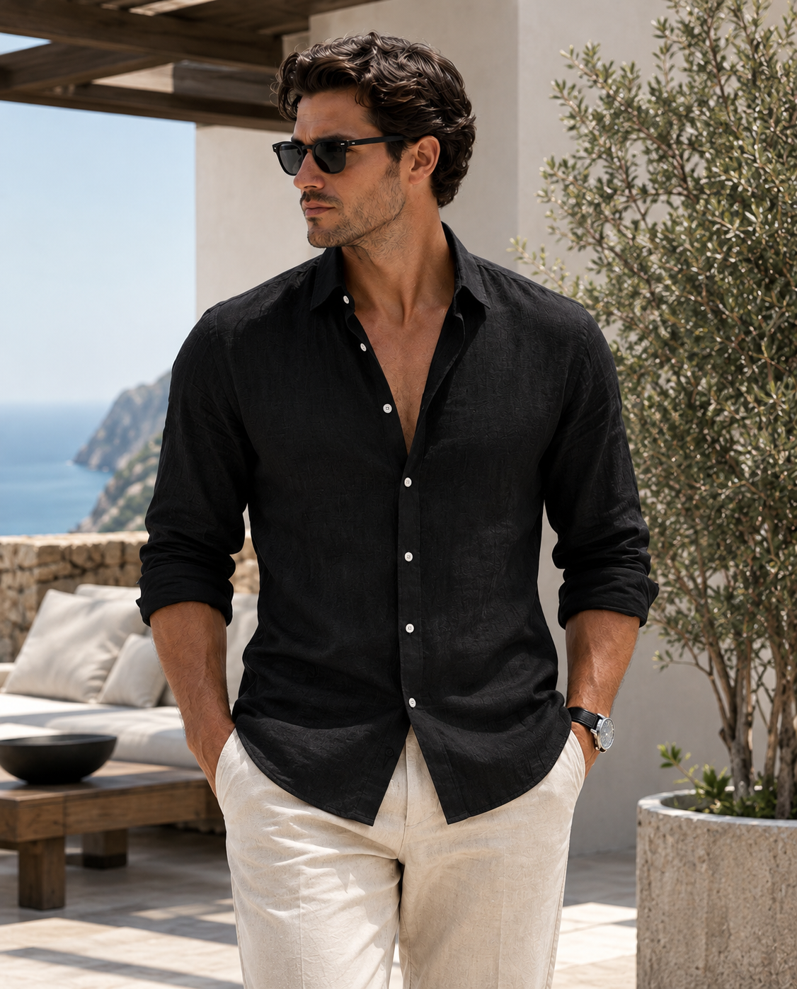 Camisa Linen Élite-Negro