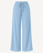 LÉONIE — Pantalón Palazzo Texturé-Azul
