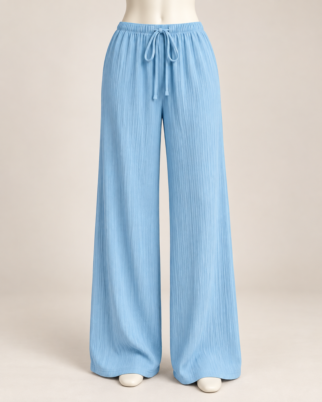 LÉONIE — Pantalón Palazzo Texturé-Azul