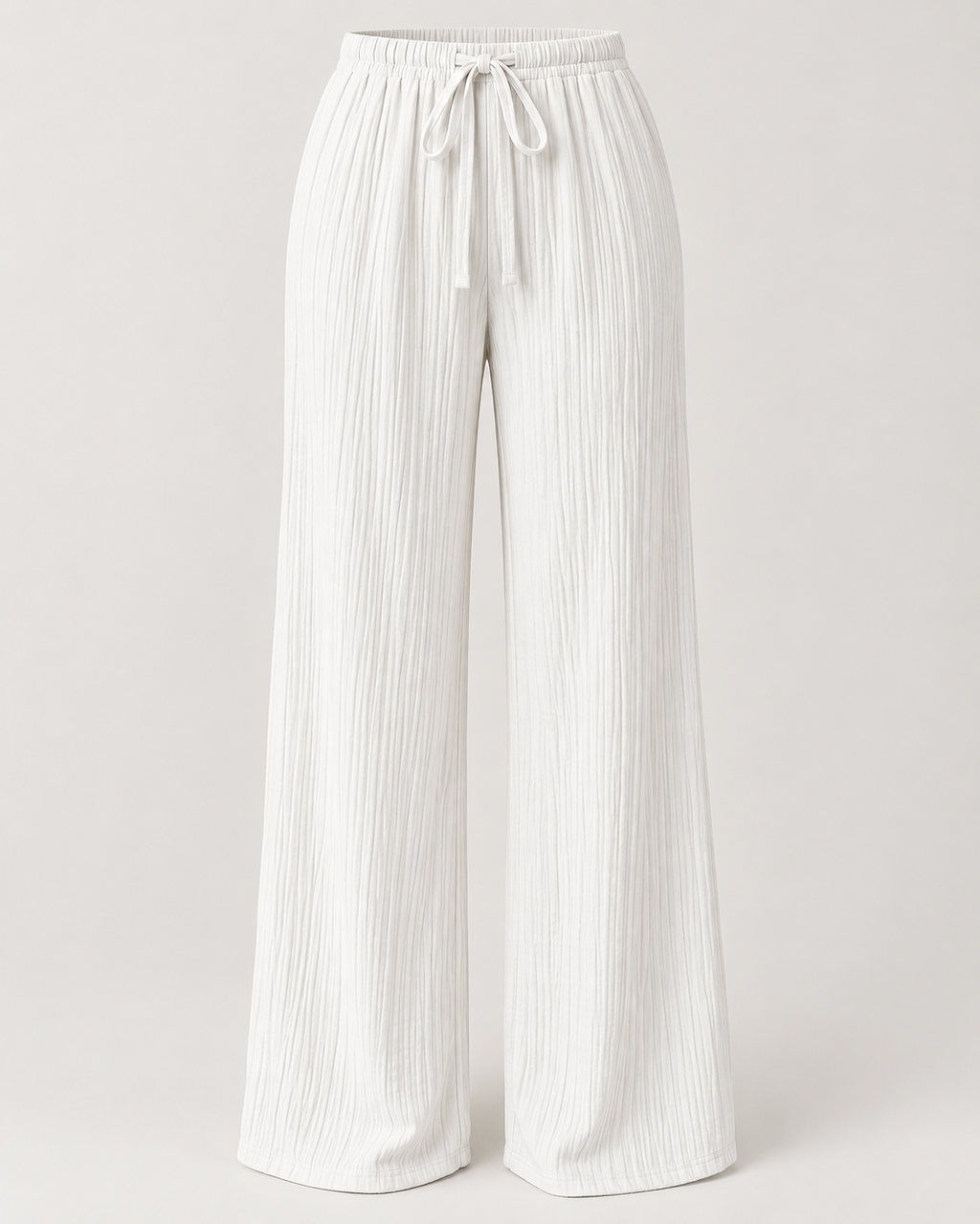 LÉONIE — Pantalón Palazzo Texturé-Blanco