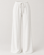LÉONIE — Pantalón Palazzo Texturé-Blanco