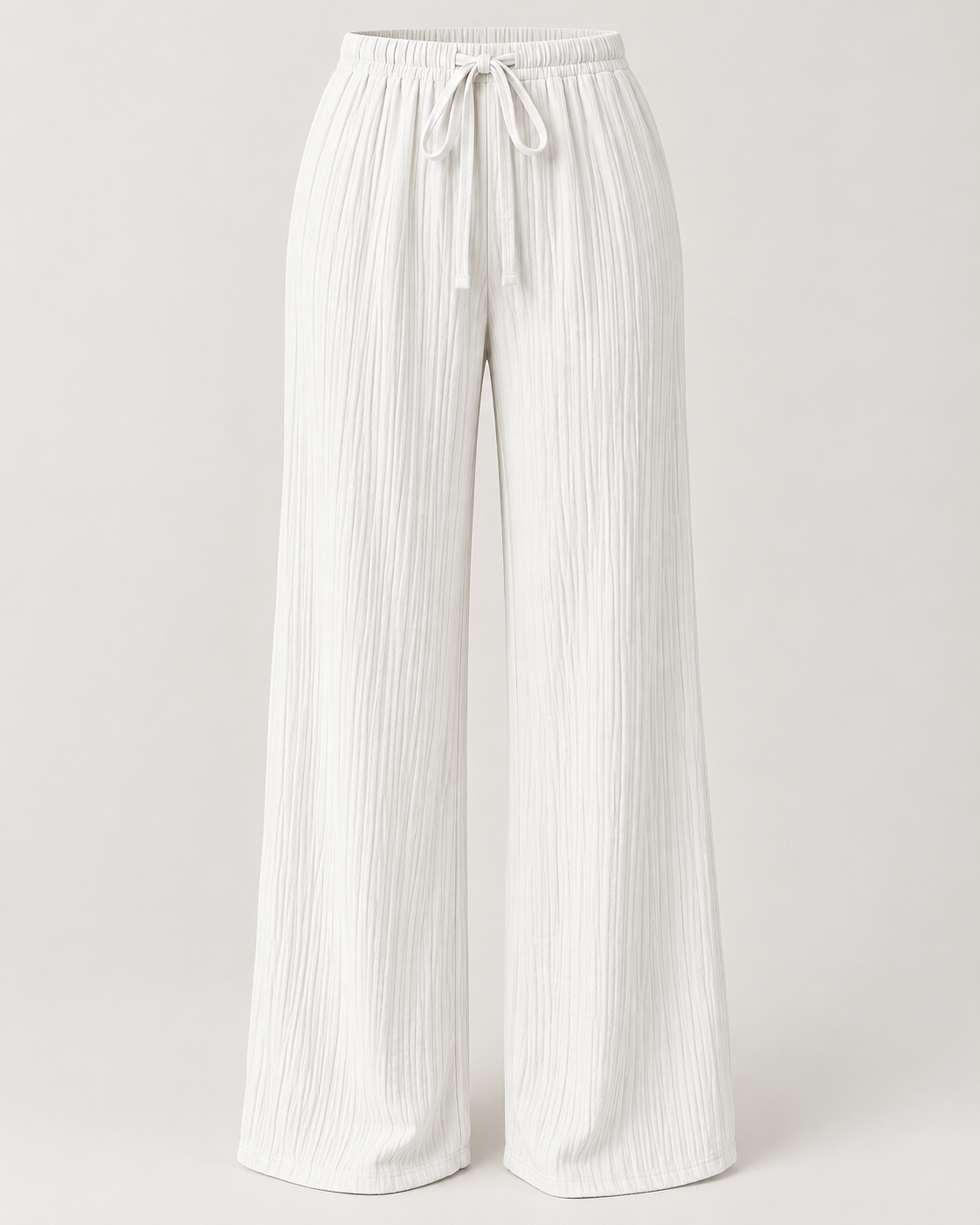 LÉONIE — Pantalón Palazzo Texturé-Blanco
