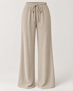 LÉONIE — Pantalón Palazzo Texturé-caqui