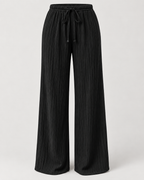 LÉONIE — Pantalón Palazzo Texturé-Negro
