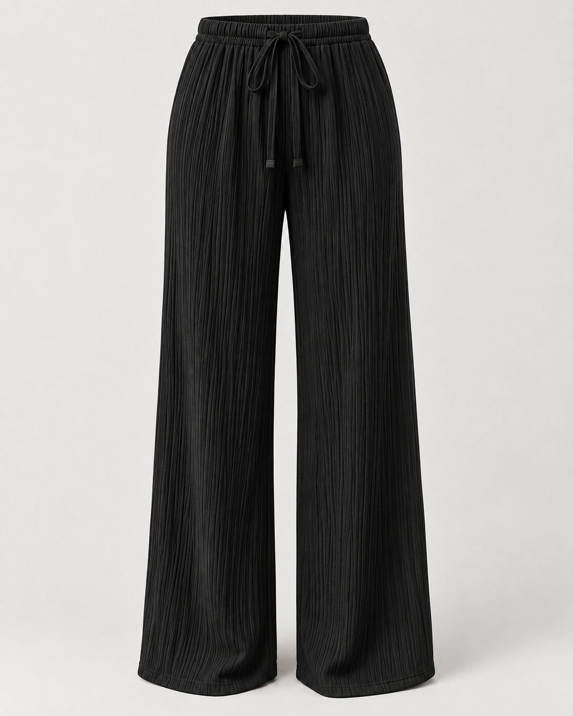 LÉONIE — Pantalón Palazzo Texturé-Negro