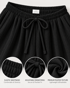 LÉONIE — Pantalón Palazzo Texturé-Negro