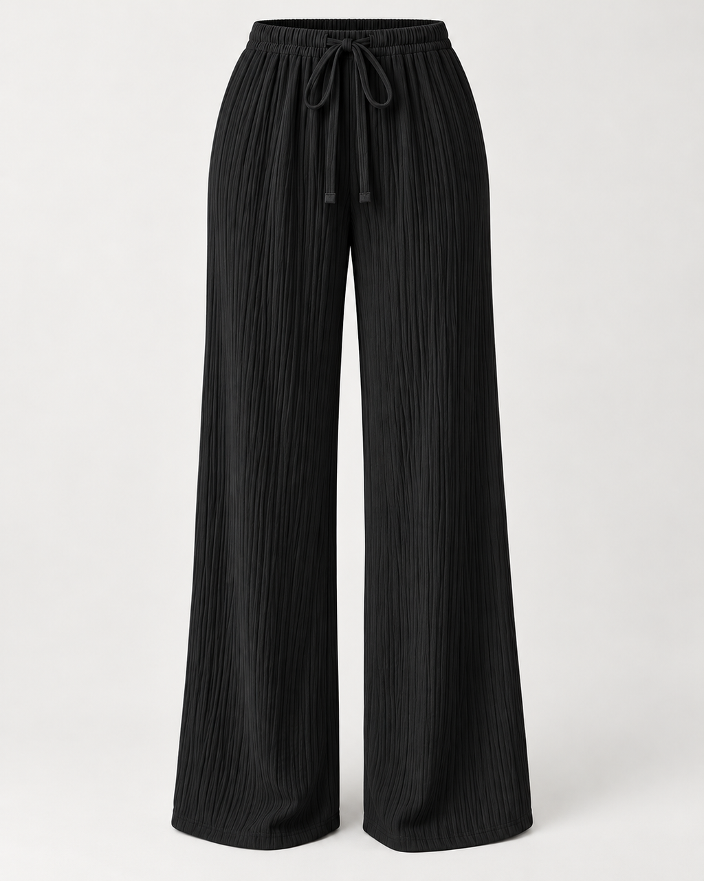LÉONIE — Pantalón Palazzo Texturé-Negro
