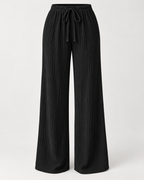 LÉONIE — Pantalón Palazzo Texturé-Negro