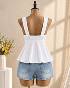 MIREVA — Top Peplum-Blanco