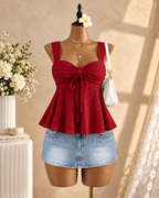 MIREVA — Top Peplum-Rojo