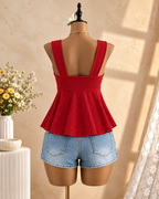 MIREVA — Top Peplum-Rojo