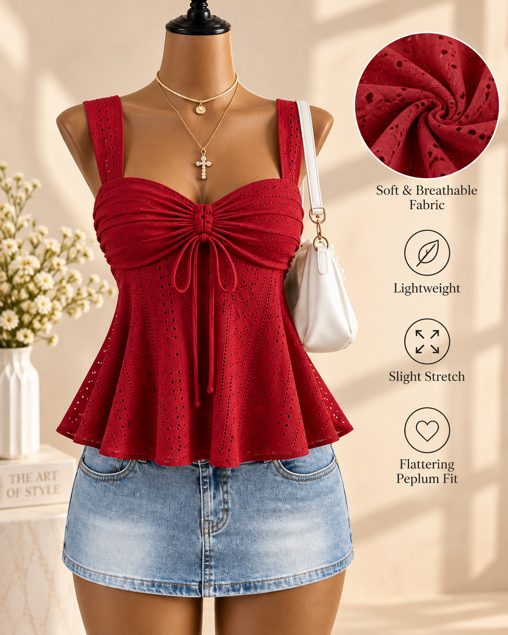 MIREVA — Top Peplum-Rojo