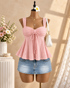 MIREVA — Top Peplum-Rosa