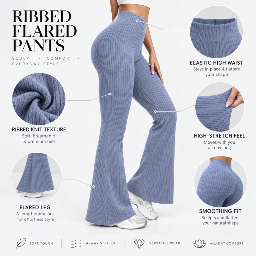 SOLENNE — Pantalón Flare Sculpt-Azul