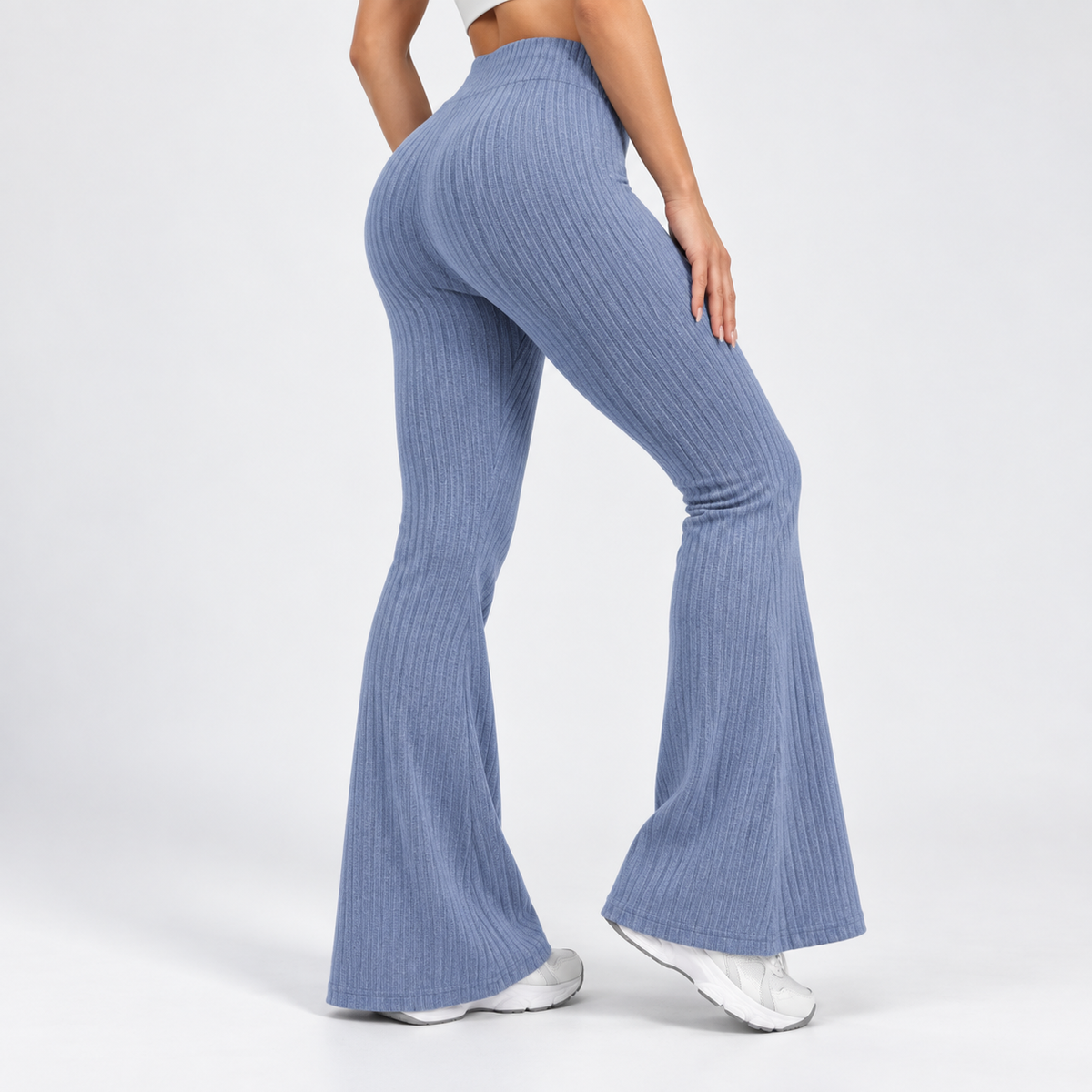 SOLENNE — Pantalón Flare Sculpt-Azul