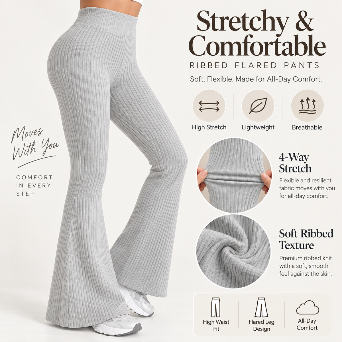 SOLENNE — Pantalón Flare Sculpt-Gris