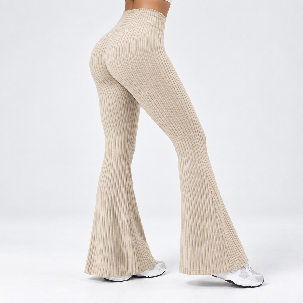 SOLENNE — Pantalón Flare Sculpt-caqui