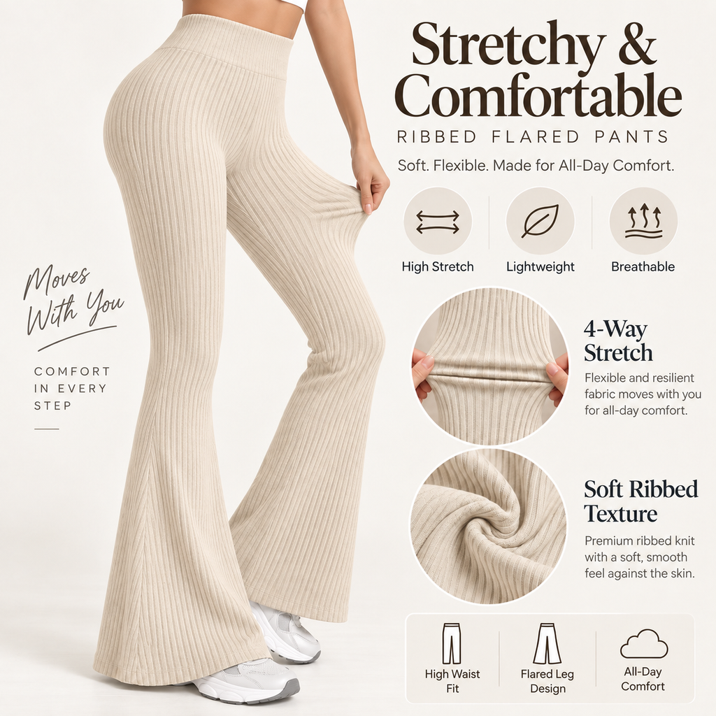 SOLENNE — Pantalón Flare Sculpt-caqui