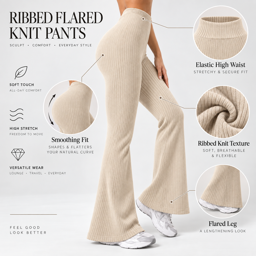 SOLENNE — Pantalón Flare Sculpt-caqui