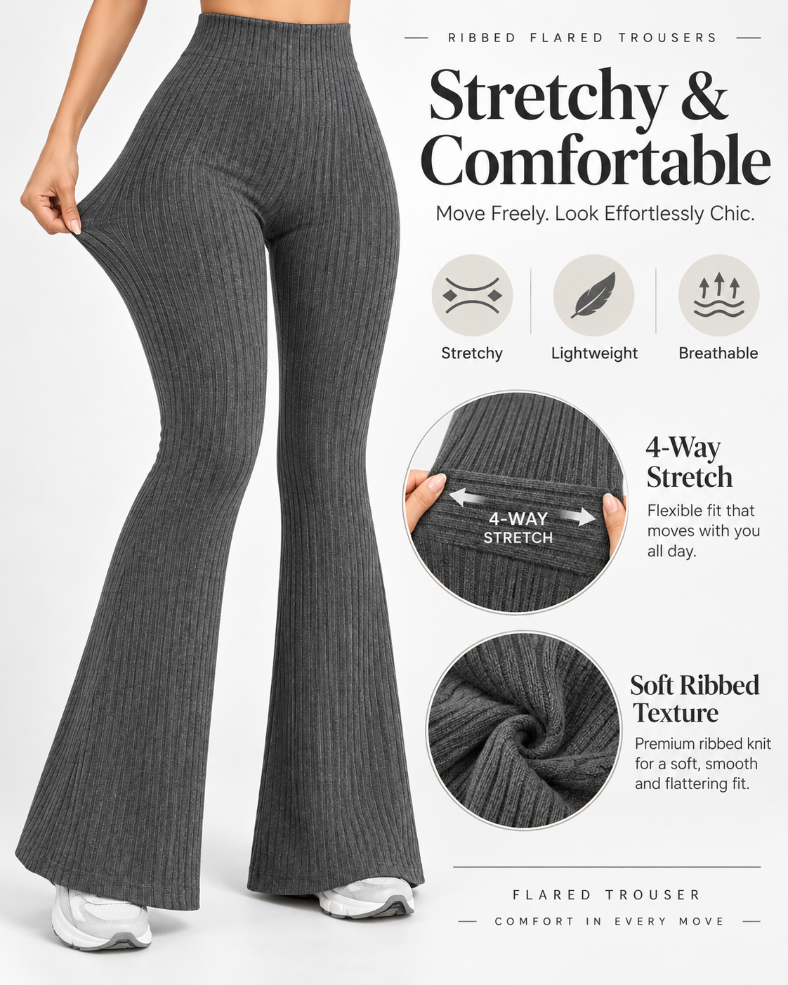 SOLENNE — Pantalón Flare Sculpt-Negro