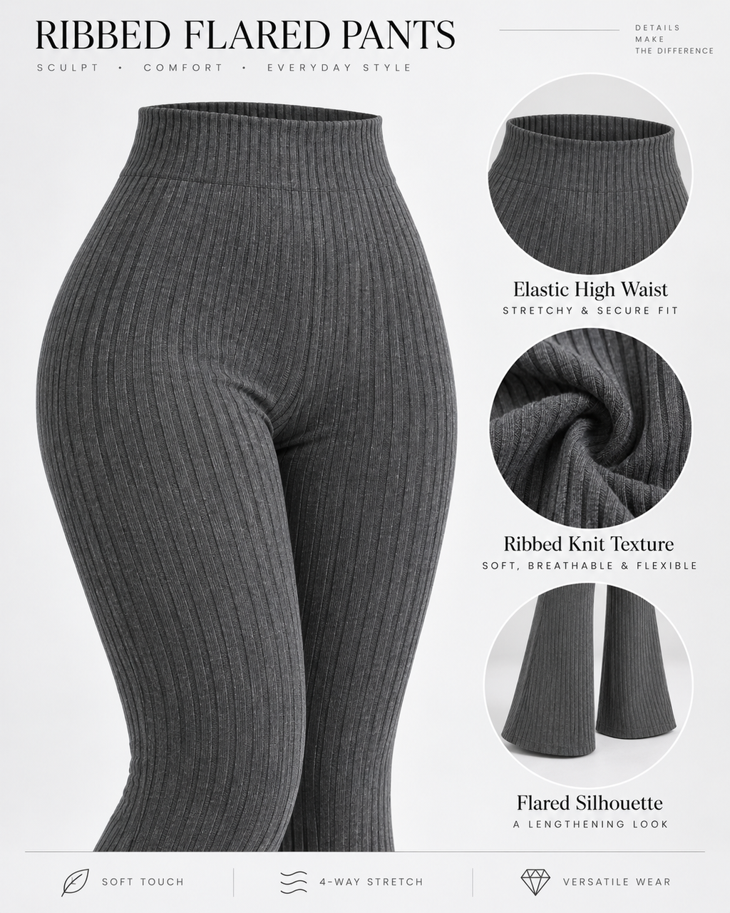 SOLENNE — Pantalón Flare Sculpt-Negro