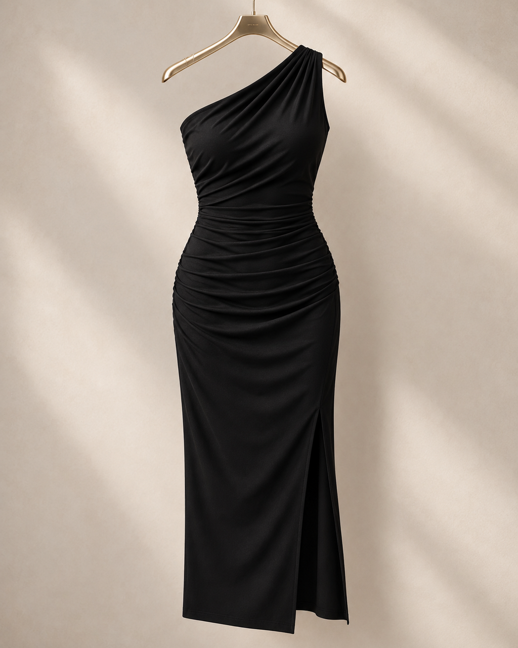 Serafina — Vestido Maxi Asimétrico-Negro