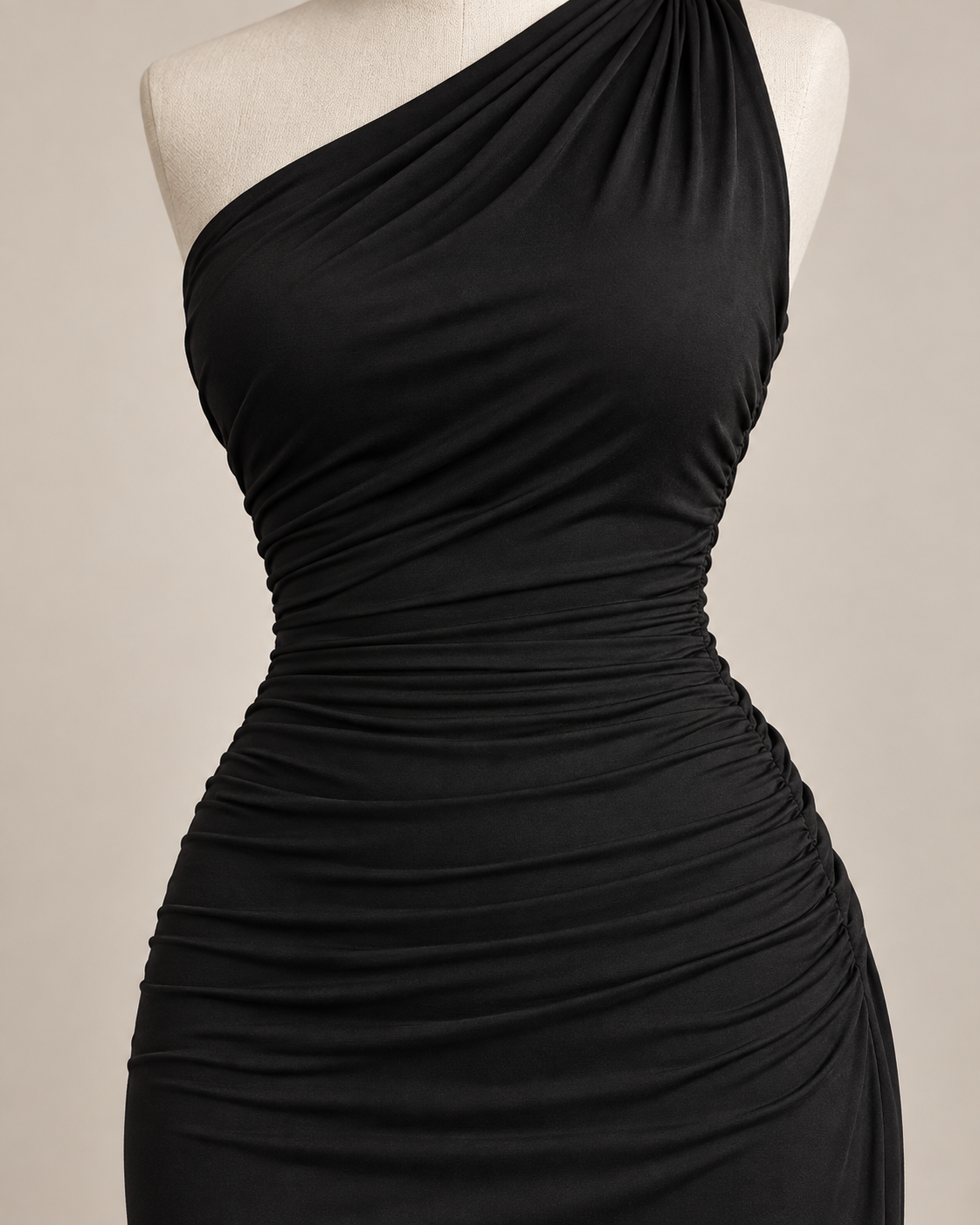 Serafina — Vestido Maxi Asimétrico-Negro