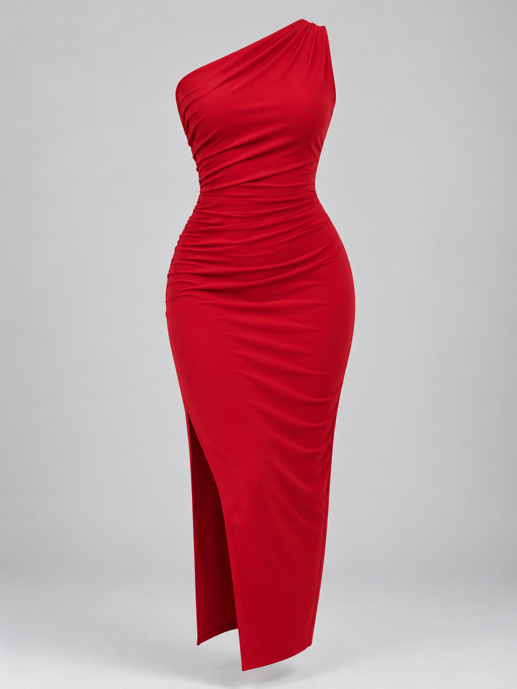 Serafina — Vestido Maxi Asimétrico-Rojo