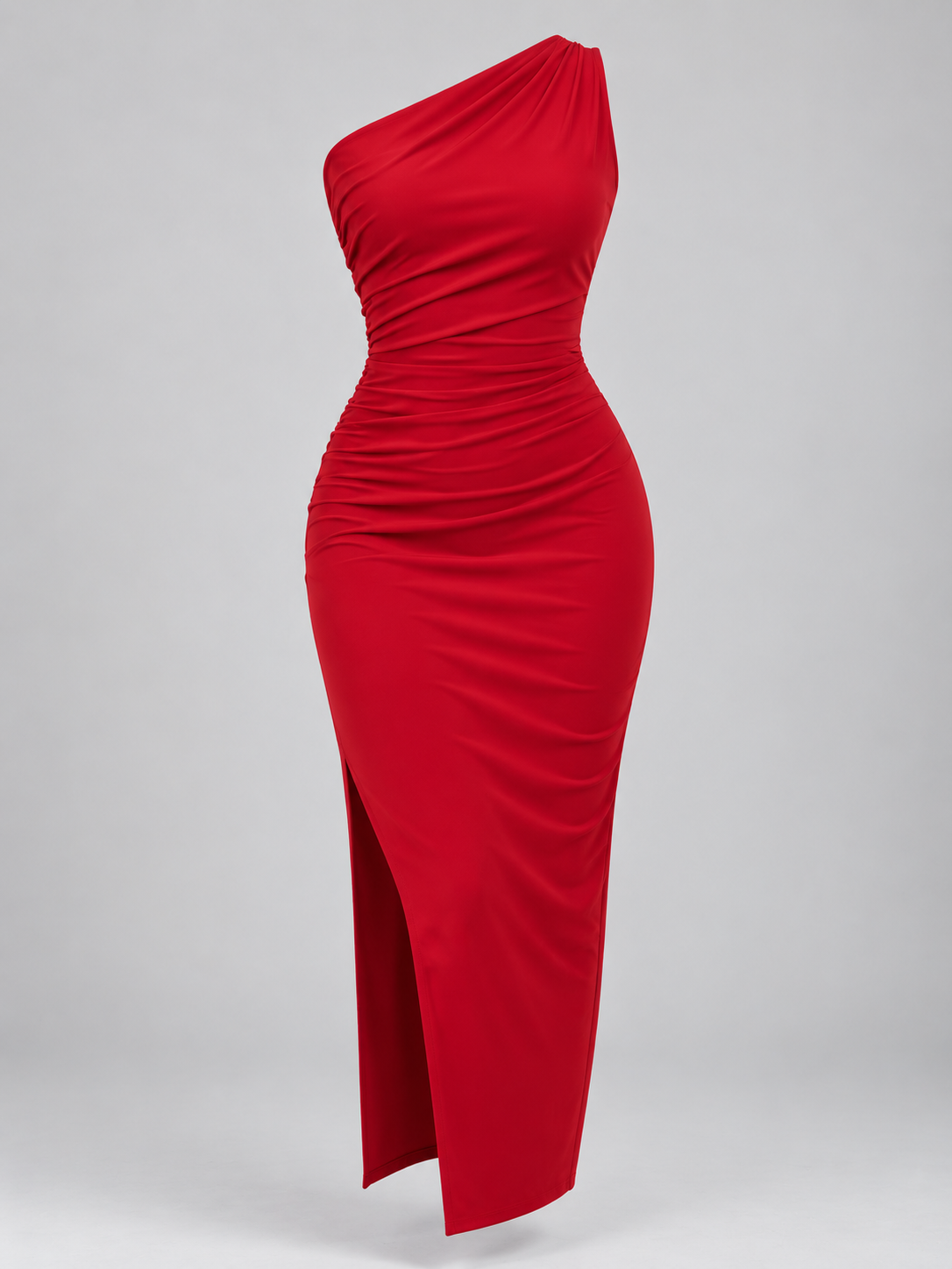 Serafina — Vestido Maxi Asimétrico-Rojo