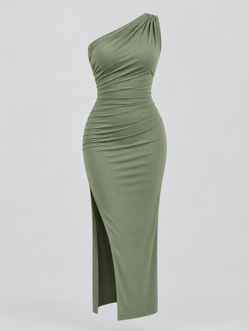 Serafina — Vestido Maxi Asimétrico-Verde