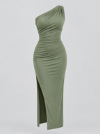 Serafina — Vestido Maxi Asimétrico-Verde