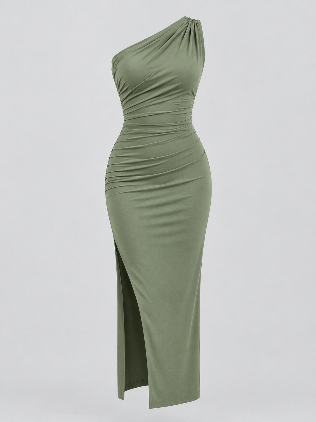 Serafina — Vestido Maxi Asimétrico-Verde