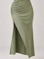 Serafina — Vestido Maxi Asimétrico-Verde