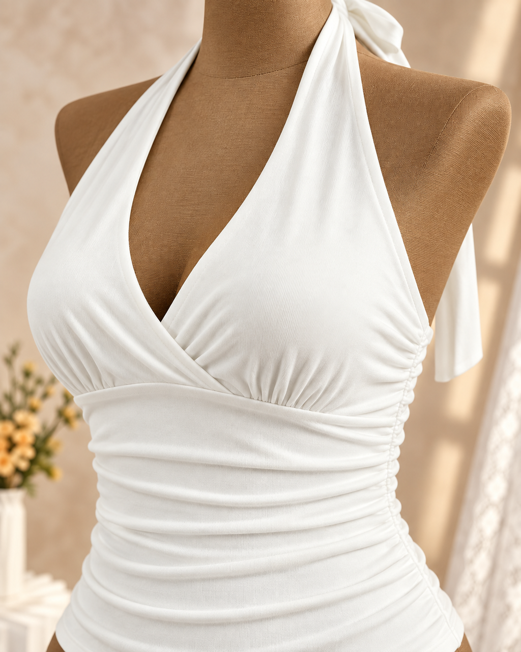 VESPERA — Top Halter-Blanco
