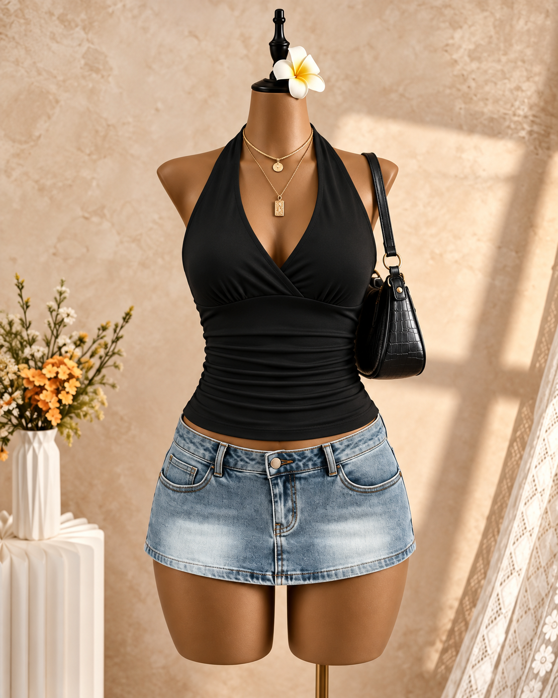 VESPERA — Top Halter-Negro