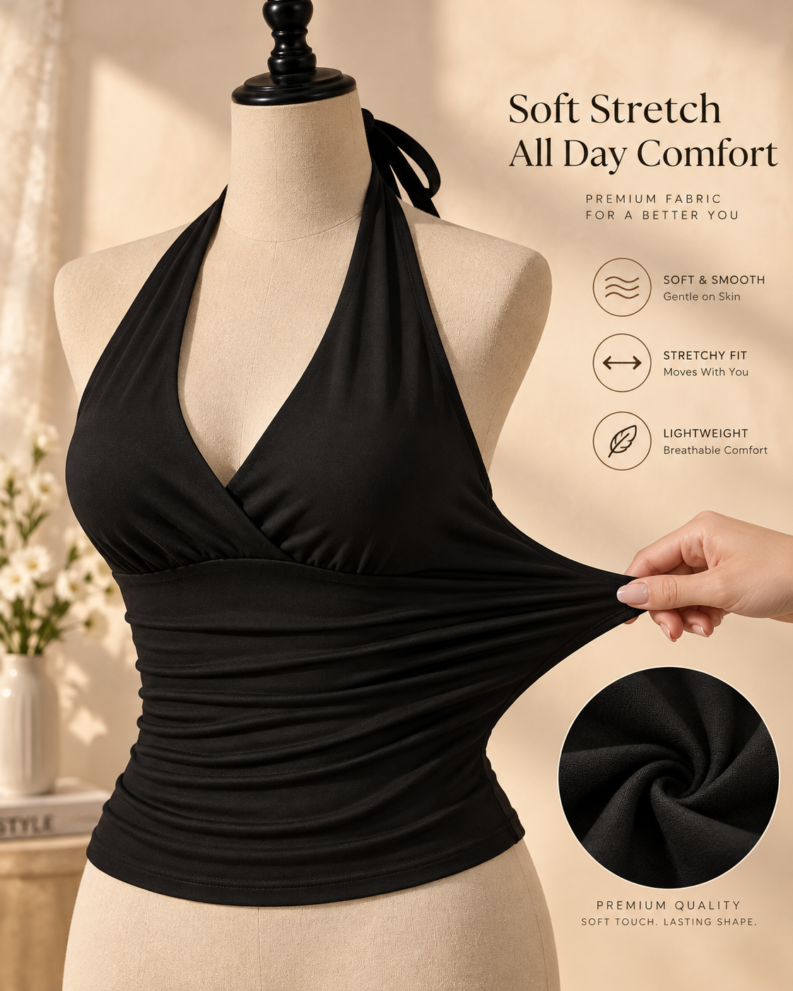 VESPERA — Top Halter-Negro