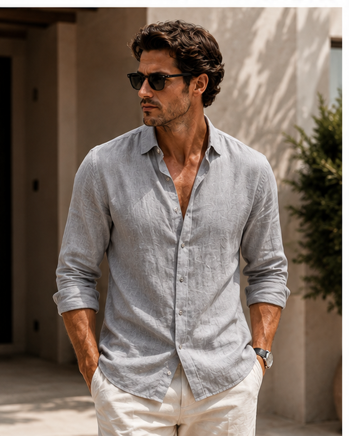 Camisa Linen Élite-Gris