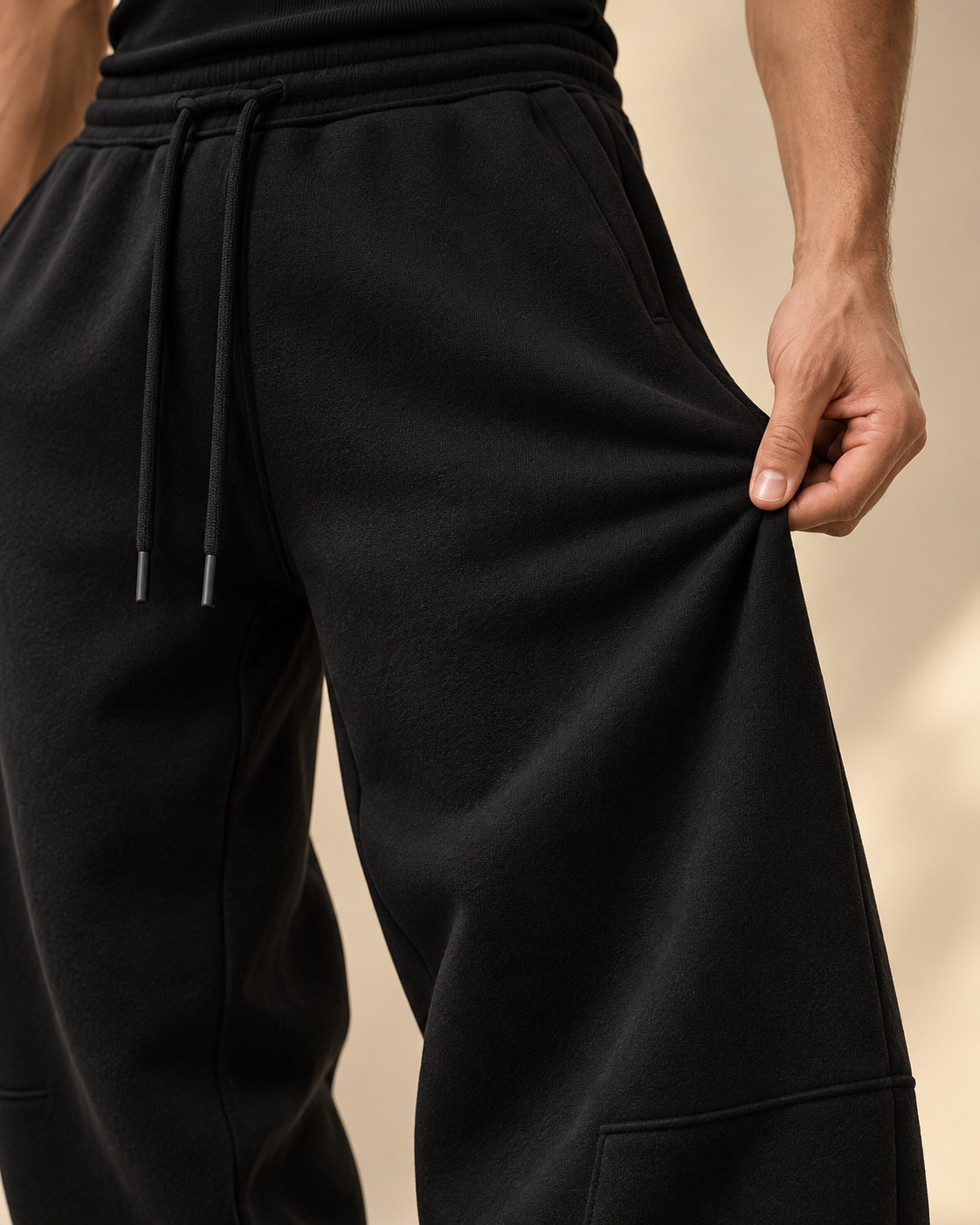 ORVELTO – Pantalón Relax de Corte Amplio-Negro