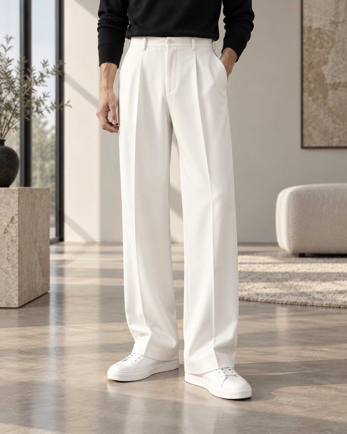 VARESCO – PANTALÓN RECTO SMART CASUAL-Blanco