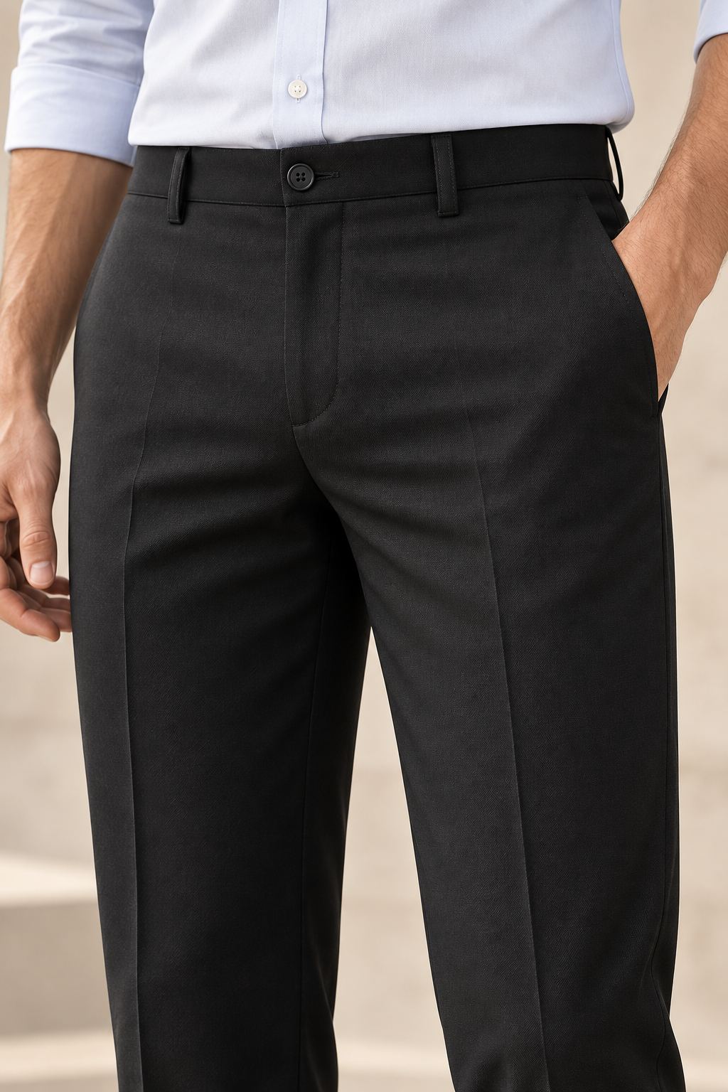 Auremont – Pantalón Sastre de Pinzas-Negro