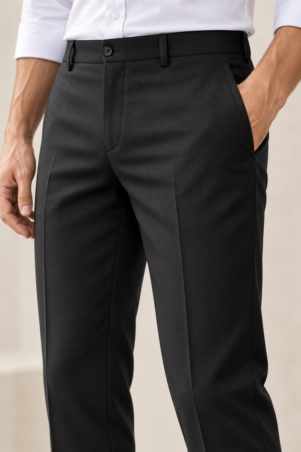 Auremont – Pantalón Sastre de Pinzas-Negro