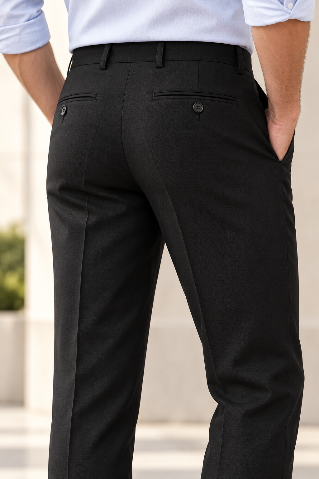 Auremont – Pantalón Sastre de Pinzas-Negro