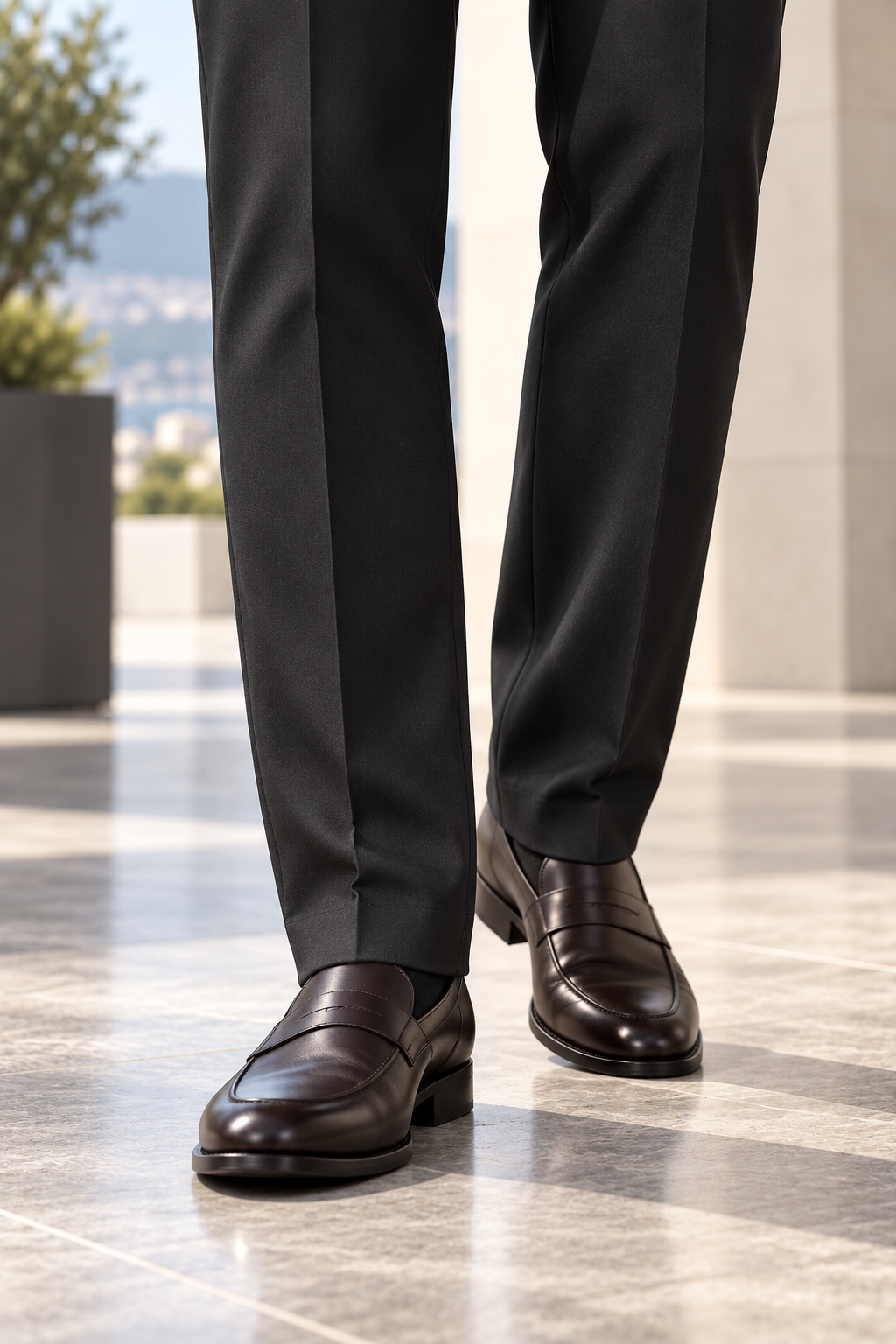 Auremont – Pantalón Sastre de Pinzas-Negro