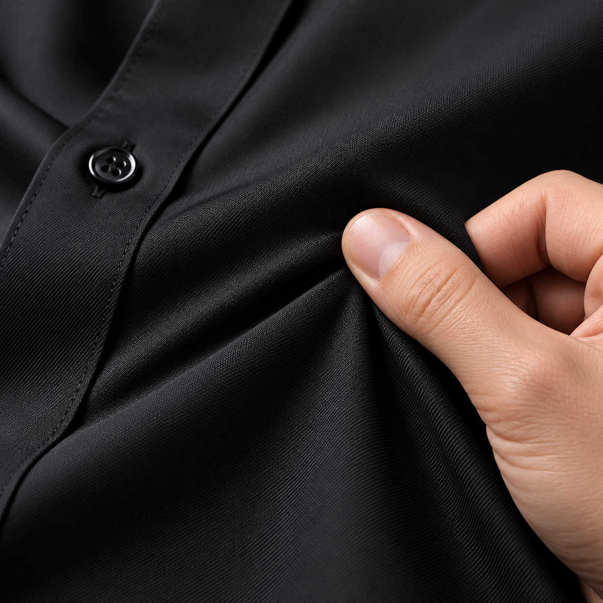 BELVARYN – Camisa Formal Ligera de Manga Larga-Negro
