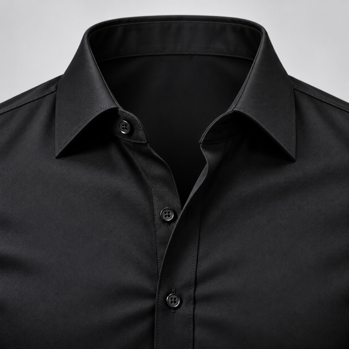 BELVARYN – Camisa Formal Ligera de Manga Larga-Negro