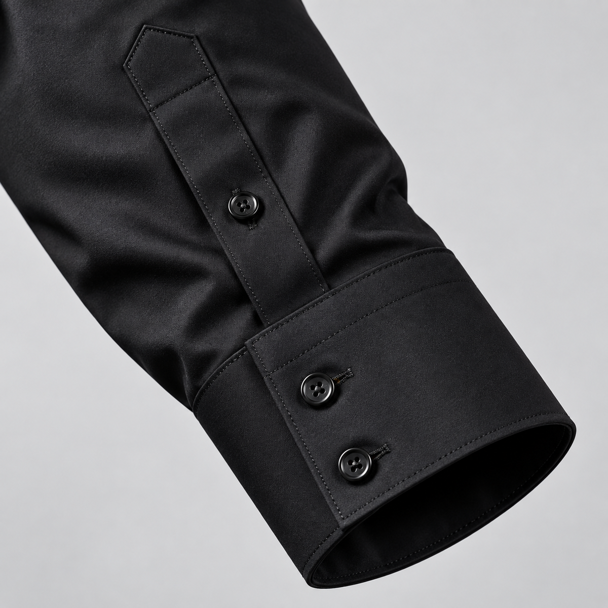 BELVARYN – Camisa Formal Ligera de Manga Larga-Negro